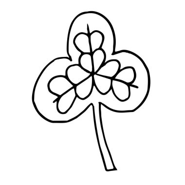 Tek elle çizilmiş yaprak. Doodle vektör çizimi. Tebrik kartları, posterler, çıkartmalar ve mevsimlik tasarım için çiçekçi unsuru. Beyaz arkaplanda izole