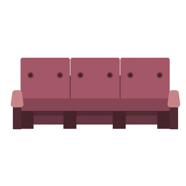Maroon Three Piece Sofa Railing White Background Isolated Vector Illustration — Stock Vector