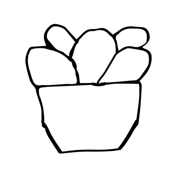 Single Cactus Pot Drawing Black Pen Hand Drawing White Background — 스톡 벡터