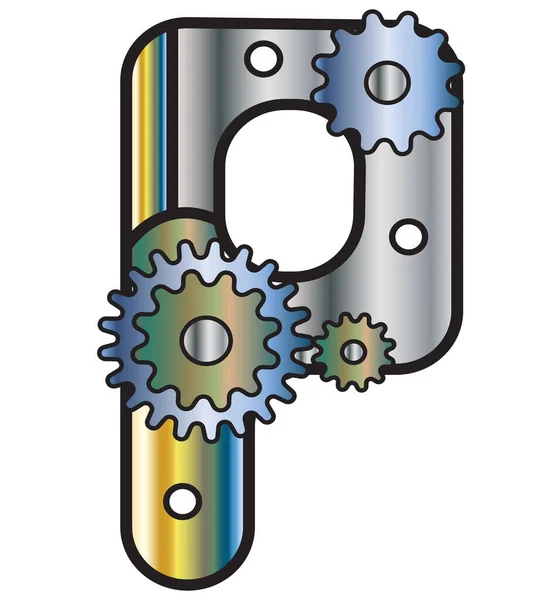 Fuente Estilo Steampunk Alfabeto Mecánico Metálico Con Engranajes Letra Vector — Archivo Imágenes Vectoriales