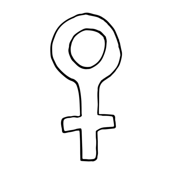 女性のシンボルのベクトルイラスト 女性の権利 女性の日 フェミニズムのアイコンサイン 手描きの女性のロゴ フェミニスト運動 女の子の力だ ジェンダーのシンボル 金星のシンボル — ストックベクタ