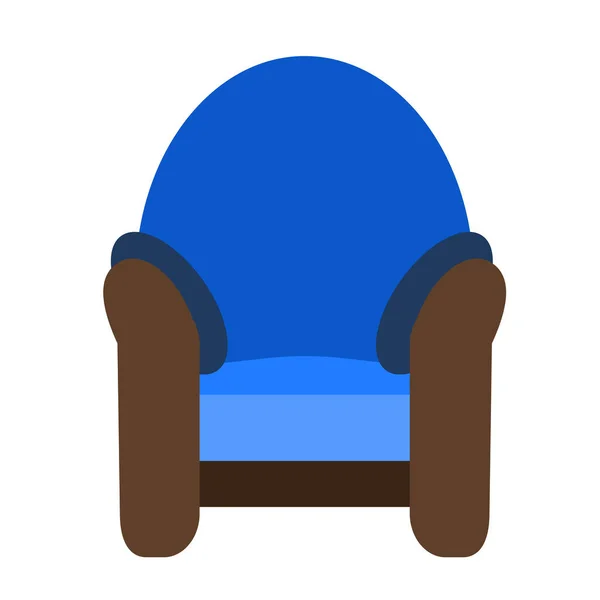 Bonito Sillón Azul Aislado Sobre Fondo Blanco Ilustración Vectorial Estilo — Vector de stock