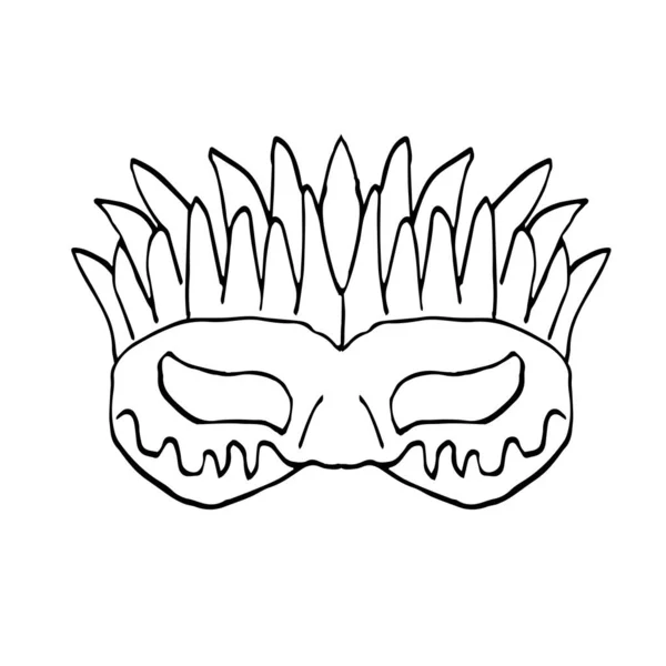 Tek Venedik karnaval maskesi. Mardi Gras festivali, maskeli balo. Beyaz bir arka planda izole edilmiş. Bir tasarım unsuru için. Tüylü maske.