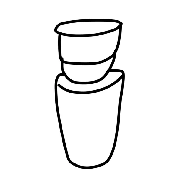 Single Coffee Maker Element Coffee Service Drawing Doodle Style Design — 스톡 벡터