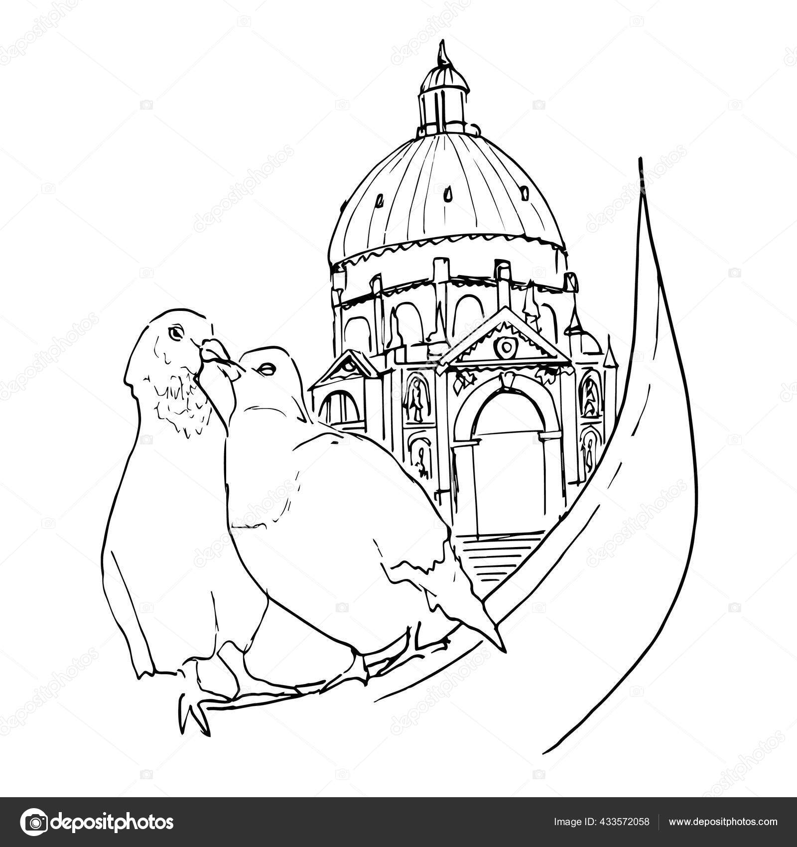 Download Romantic Gondola Ride Vector Linear Illustration Cute Love Birds Travel Vector Image By C Nadine De Trevile Vector Stock 433572058