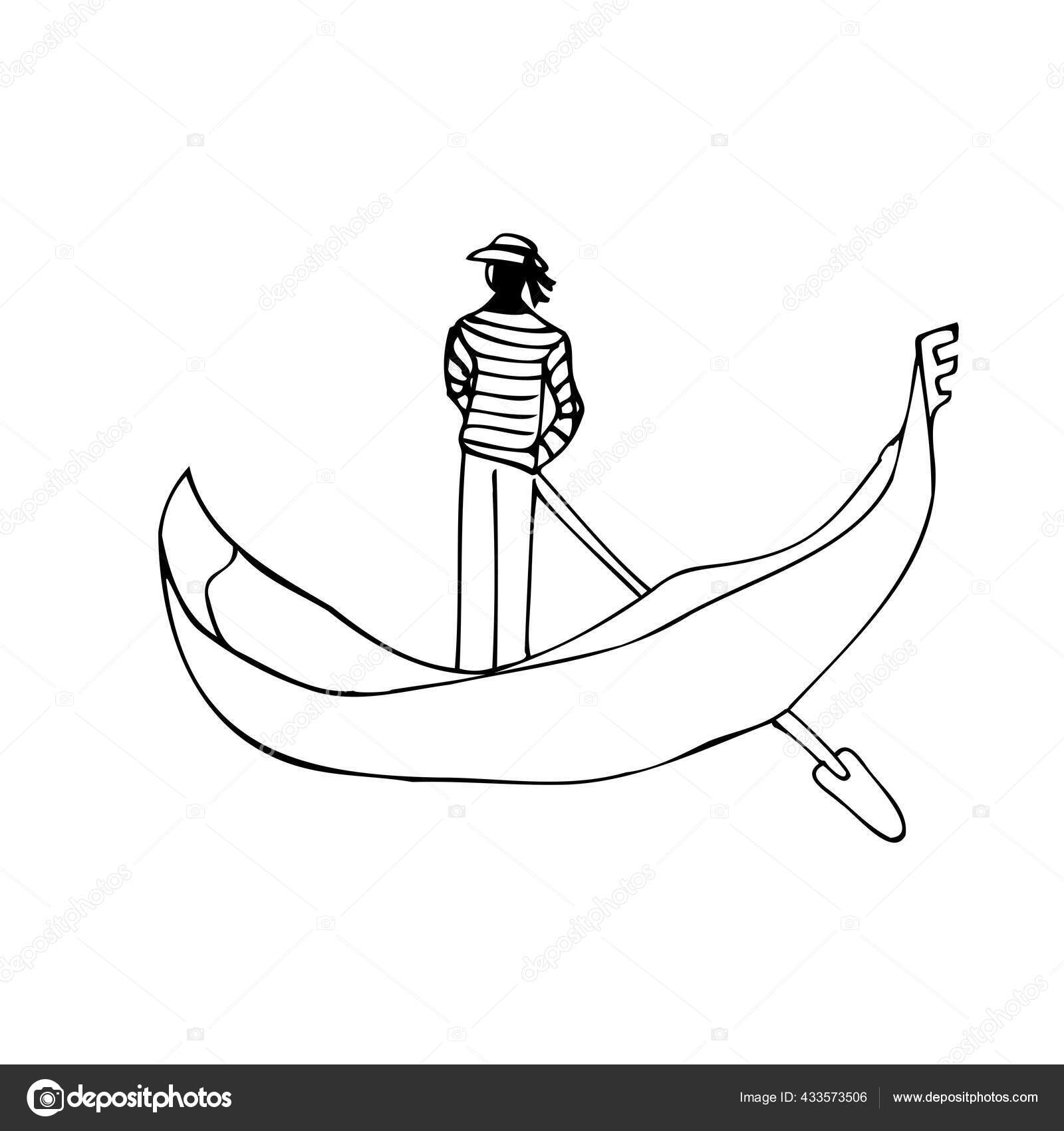 ゴンドラでヴェネツィアのゴンドラのベクトルイラスト マルディグラ フェスティバルマスケード 白い背景に隔離されています デザイン要素のために  馬鹿なスタイルだ 子供と大人のためのぬりえページ ストックベクター ©Nadine.de.trevile 433573506, image size:1600x1700