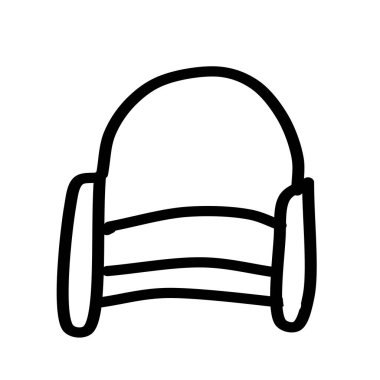 Koltuk beyaz arka planda izole edilmiş. Beyaz arka planda siyah çizgilerle ana hatlarını çiz. Doodle tarzında mobilya taşıyıcı koleksiyonu