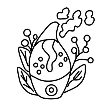 Oda için ev nemlendirici. Web tasarımı için sağlıklı nemlendirici vektör simgeleri beyaz bir arkaplanı izole etti. Ayrıntılarla çevrili bir hava temizleyici aygıtı kavramı. Satır biçiminde vektör illüstrasyonu. 