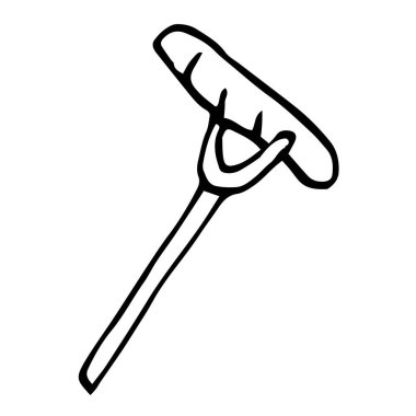 Sosisli çatal. Doodle tarzında vektör çizimi. Beyaz bir arka planda izole edilmiş. Yaz tasarımı ve dekor teması.