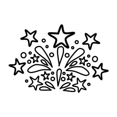 Beyaz arka planda el yapımı havai fişekler izole edilmiş. Karalama tarzında havai fişekler. Vektör illüstrasyonu