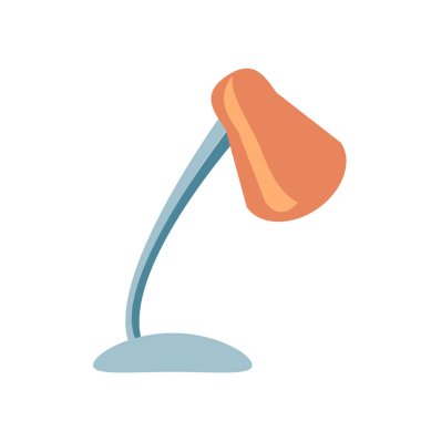 Tek masa lambası turuncu tonda, beyaz arka planda izole edilmiş. Düz bir şekilde vektör çizimi.