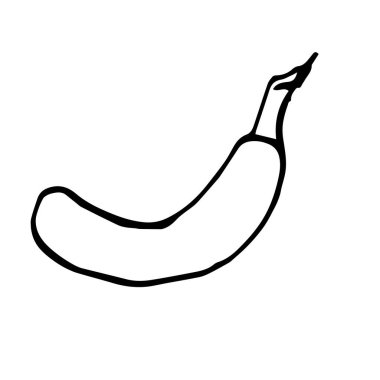 Tek muz. Doodle tarzında vektör çizimi. Beyaz bir arka planda izole edilmiş. Yaz tasarımı ve dekor teması.