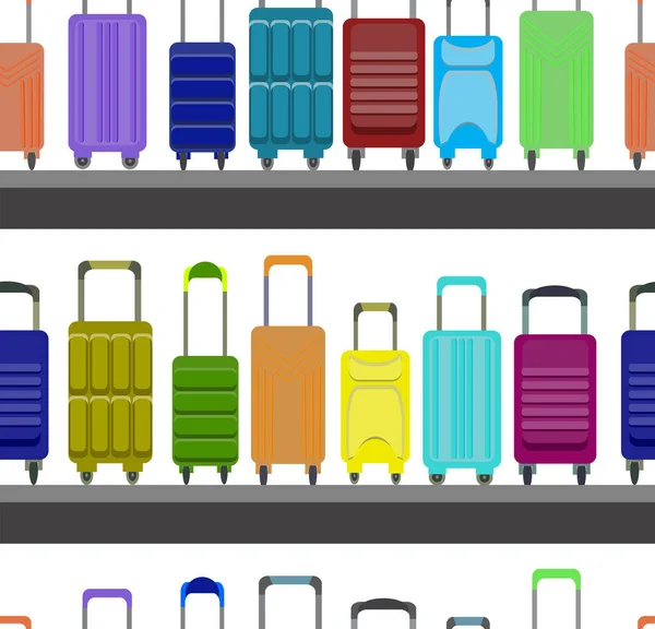 Naadloos Patroon Van Veelkleurige Tassen Koffer Transportband Gezet Bagage Claim — Stockvector