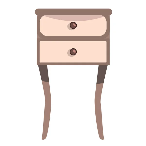 单人间典雅的床头柜 高腿上有两个抽屉 白色背景与之隔离 平面风格的插图 矢量手绘老式家具 — 图库矢量图片