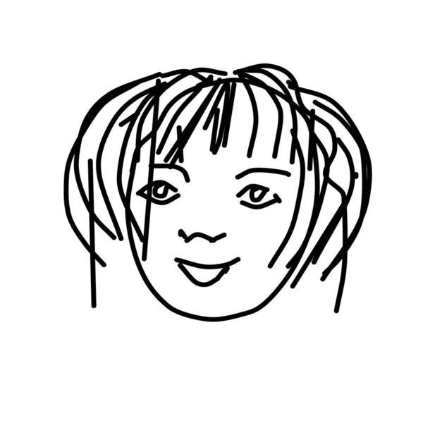 Çok Güzel Bir Kadın Yüzü Siyah Beyaz Karikatür Çizimi Uluslararası — Stok Vektör