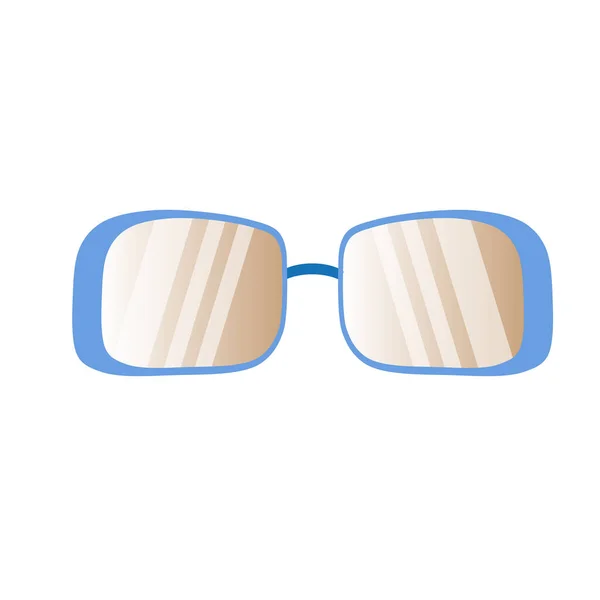 Single Sunglasses Rectangular Blue Frame Isolated White Background Vector Illustration — Stock Vector