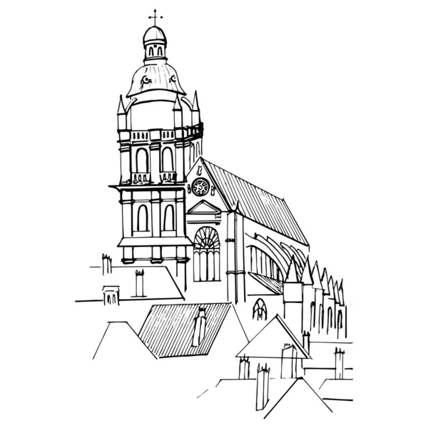 Alte Französische Architektur Blois Kathedrale Von Blois Ein Lineares Muster — Stockvektor