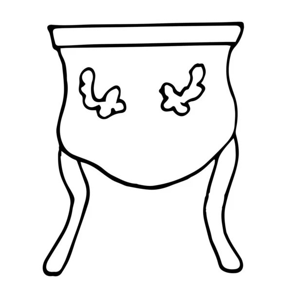 Une Seule Table Chevet Antique Élégante Isolée Sur Fond Blanc — Image vectorielle