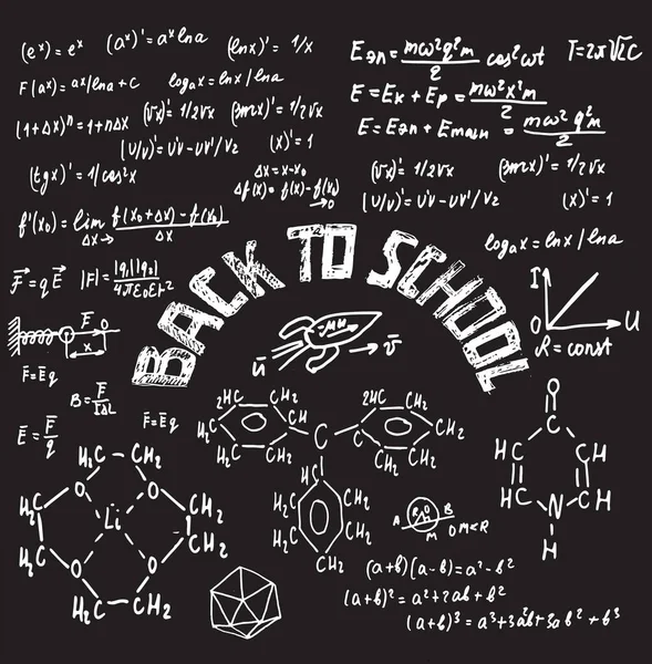 Διανυσματικό Υπόβαθρο Εικονογράφηση Στυλ Doodle Πίσω Στο Σχολείο Επιγραφή Επιστημονικές — Διανυσματικό Αρχείο