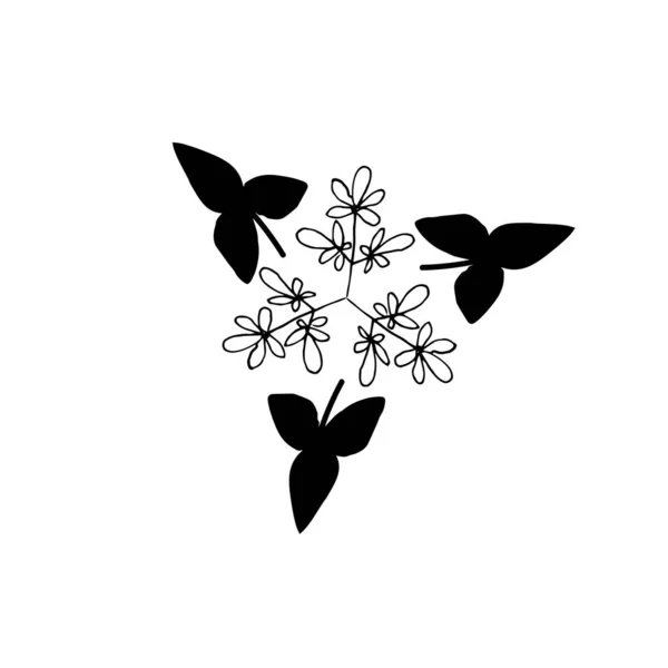 組成物の準備のための花の要素 小枝や葉は招待状のフレーム グリーティングカード ポスター ブログの要素を作ります 手描きイラスト リニア スケッチ — ストックベクタ