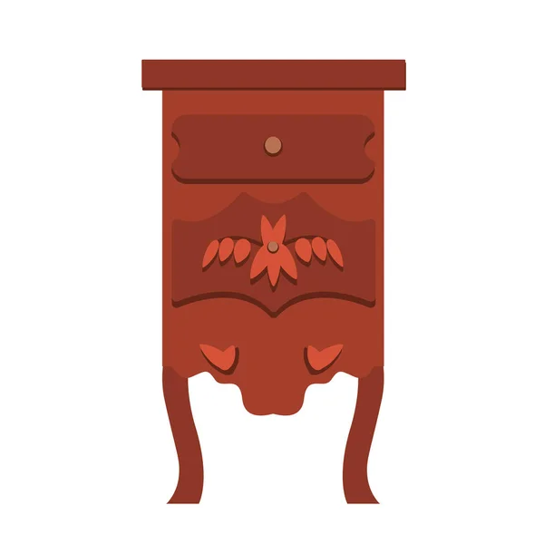 Una Elegante Mesa Noche Antigua Aislada Sobre Fondo Blanco Cómoda — Vector de stock