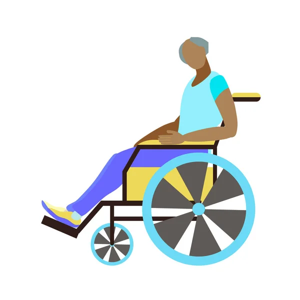 Дедушка Афроамериканец Инвалидном Кресле Изолирован Белом Фоне Реабилитация Пожилых Людей — стоковый вектор