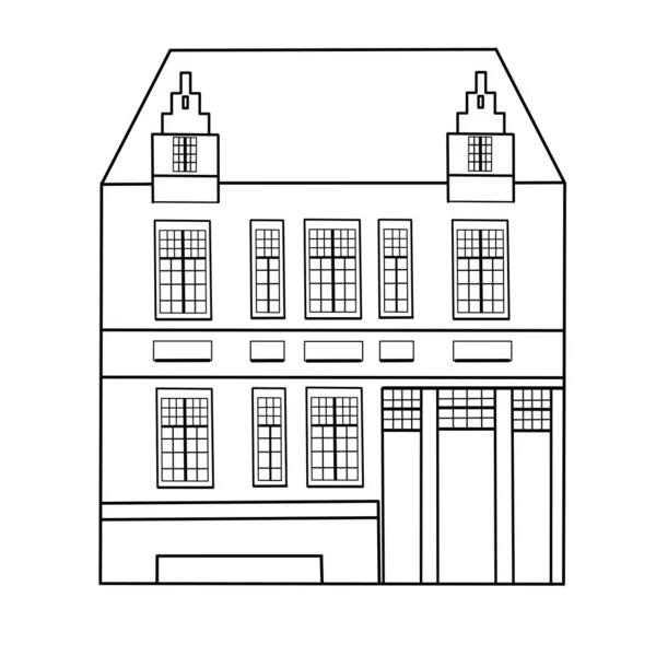 Old European House Scandinavian City Dutch House Stylized Facade Old — 스톡 벡터