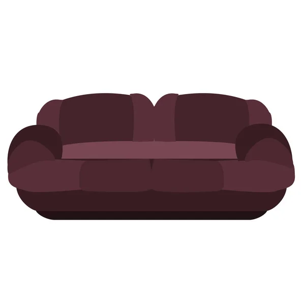 Elegant Soft Leather Sofa White Background Isolated Vector Illustration Flat — Stock Vector