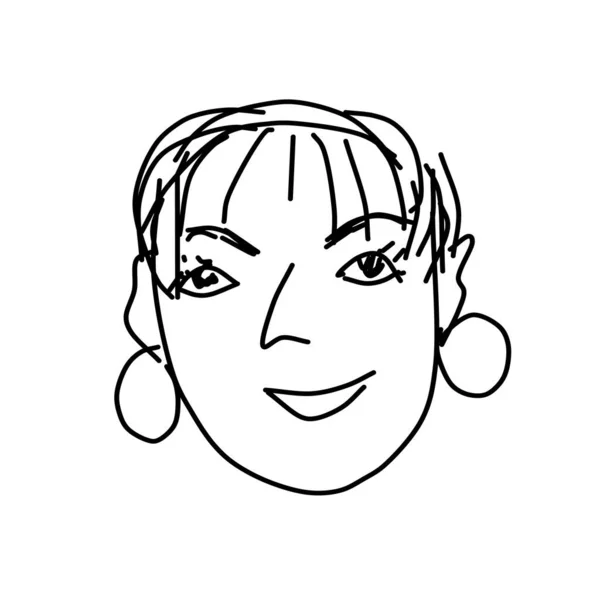 Doodle Hermosa Cara Mujer Esbozo Dibujos Animados Blanco Negro Día — Vector de stock