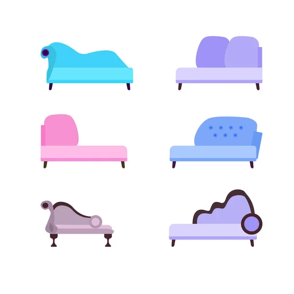 Muebles Elegantes Colores Delicados Sofá Sofás Dibujos Animados Coloridos Ilustración — Vector de stock