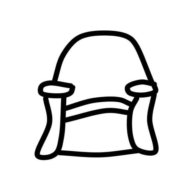 Armchair Isolated White Background Outline Drawing Black Lines White Background — 스톡 벡터