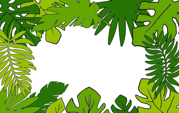 Cadre Horizontal Tropical Place Pour Votre Texte Palmier Monstère Bananier — Image vectorielle
