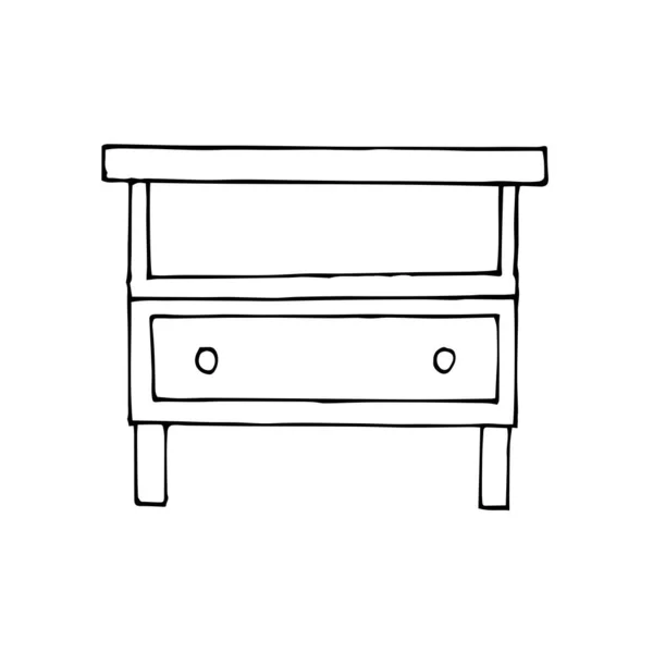 Vector Drawing Nightstand Sketch Stile Linear Pattern Black White Doodles — 스톡 벡터