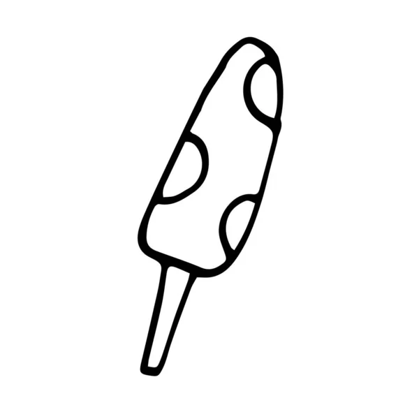 Delizioso Gelato Bastoncino Disegno Vettoriale Stile Doodle Isolato Uno Sfondo — Vettoriale Stock