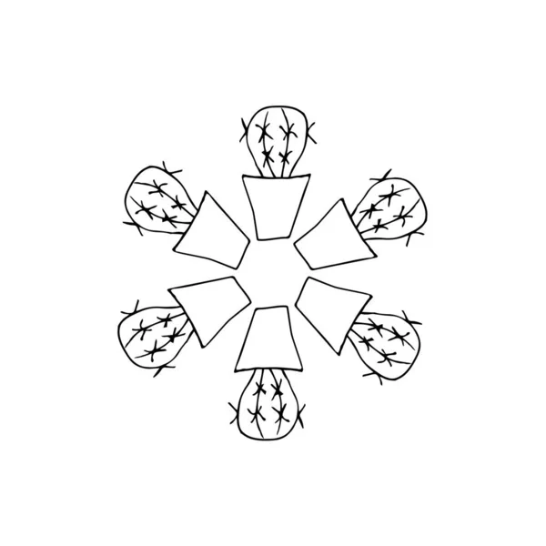 Λογότυπο Κάκτου Στυλ Doodle Εικόνα Κάκτου Κύκλο — Διανυσματικό Αρχείο