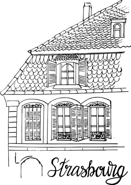 Europese Architectuur Het Dak Van Een Huis Franse Stad Straatsburg — Stockvector