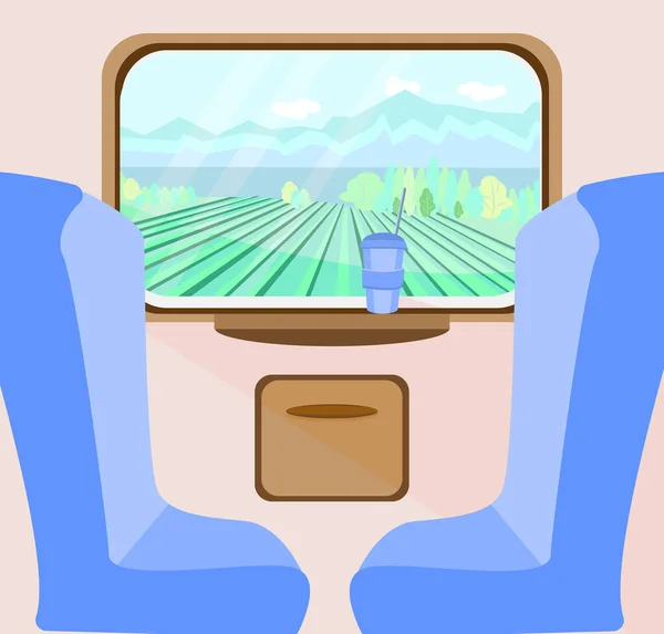 Ventana Tren Coche Tren Acogedor Vista Desde Ventana Del Campo — Archivo Imágenes Vectoriales