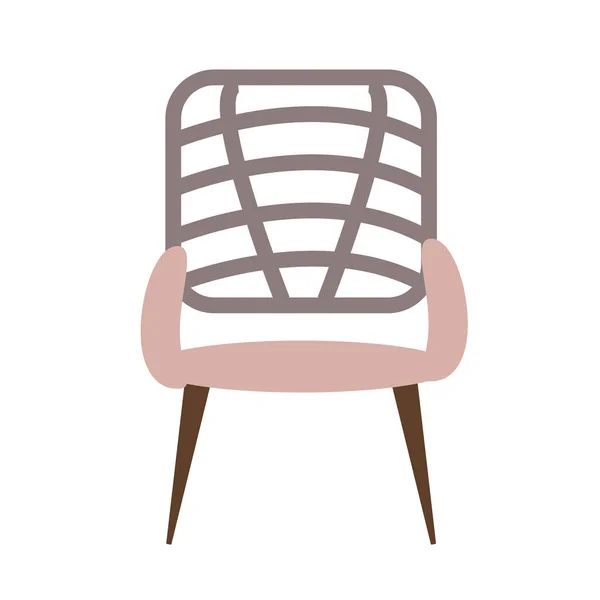Χαριτωμένη Καρέκλα Ψάθινη Πλάτη Απομονωμένη Λευκό Φόντο Εικονογράφηση Διάνυσμα Επίπεδο — Διανυσματικό Αρχείο