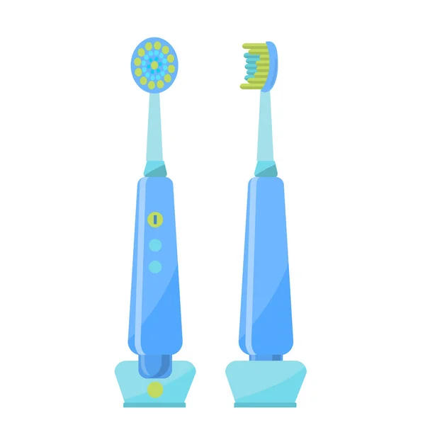 Elektrikli Diş Fırçası Görünümü Dış Görünüşü Profili Beyaz Arka Planda — Stok Vektör