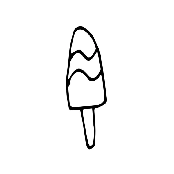 Πεντανόστιμο Παγωτό Ξυλάκι Εσκιμώος Ζωγραφίζει Στυλ Doodle Απομονωμένο Λευκό Φόντο — Διανυσματικό Αρχείο