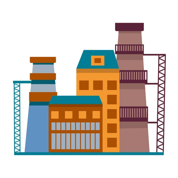 Fabrikgebäude Infografik Symbol Industriebaukonzept Flachen Stil Industriekomplex Isoliert Auf Weißem — Stockvektor