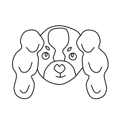 Karalama tarzında çizilmiş küçük bir köpeğin vektör simgesi. Şirin Spaniel köpek logoları. Çizgi film tarzında vektör illüstrasyonu. Özet çizimi