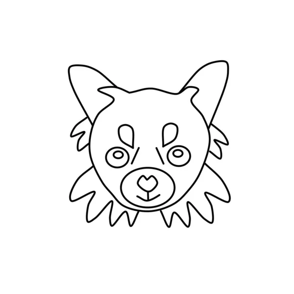 ドドルのスタイルで描かれた小さな犬のベクトルアイコンの肖像画 かわいいChihuahua犬のロゴ 漫画風のベクトルイラスト 概要図 — ストックベクタ