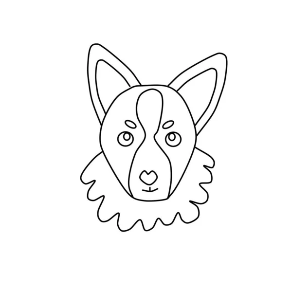Icono Vectorial Retrato Perro Pequeño Dibujado Estilo Garabatos Logotipos Perro — Vector de stock
