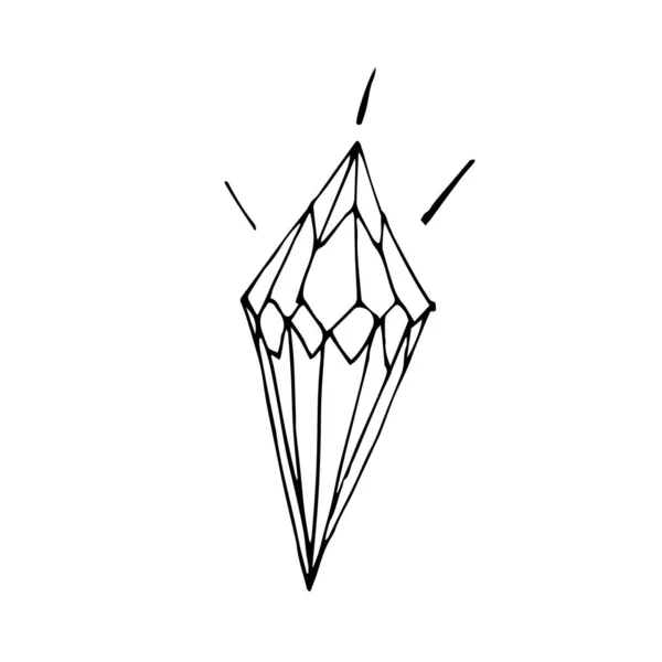 Läkning Enkel Kristall Isolerad Vit Bakgrund Handritad Vektor Illustration Doodle — Stock vektor