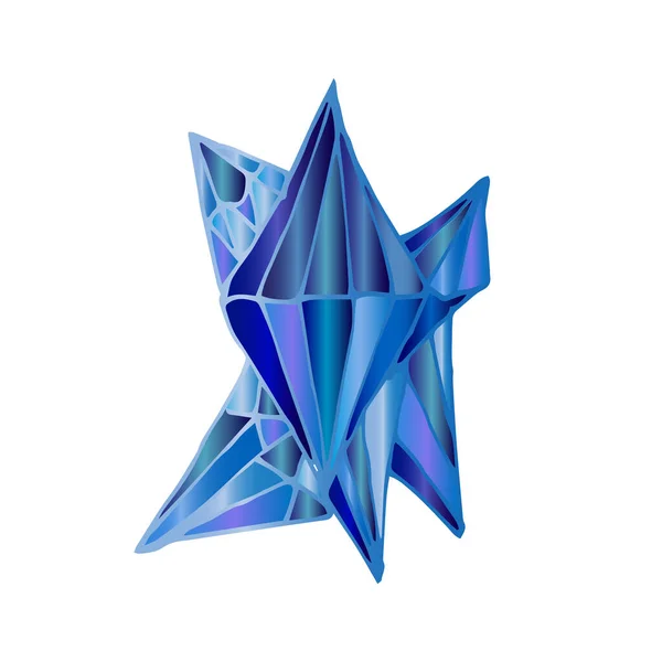 Genezende Kristallen Van Blauw Kwarts Geïsoleerd Een Witte Achtergrond Vector — Stockvector
