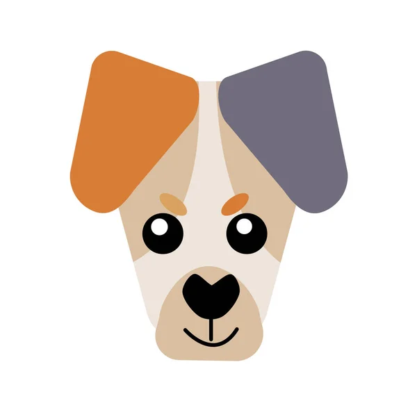 フラットスタイルで描かれた小さな犬のベクトルアイコンの肖像画 かわいいジャック ラッセル テリアの犬のロゴ 漫画風のベクトルイラスト おもちゃ犬 — ストックベクタ