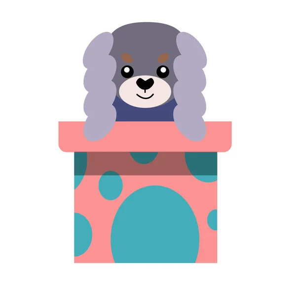 Een Puppy Als Geschenk Vector Pictogram Portret Van Een Kleine — Stockvector