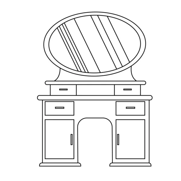 Μονό Dressing Table Αντίκα Γραμμικό Στυλ Διάνυσμα Περίγραμμα Vintage Επίπλων — Διανυσματικό Αρχείο