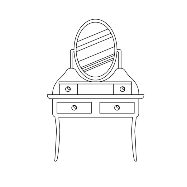 Ett Enda Antikt Klädbord Linjär Stil Vektor Skiss Vintage Möbler — Stock vektor